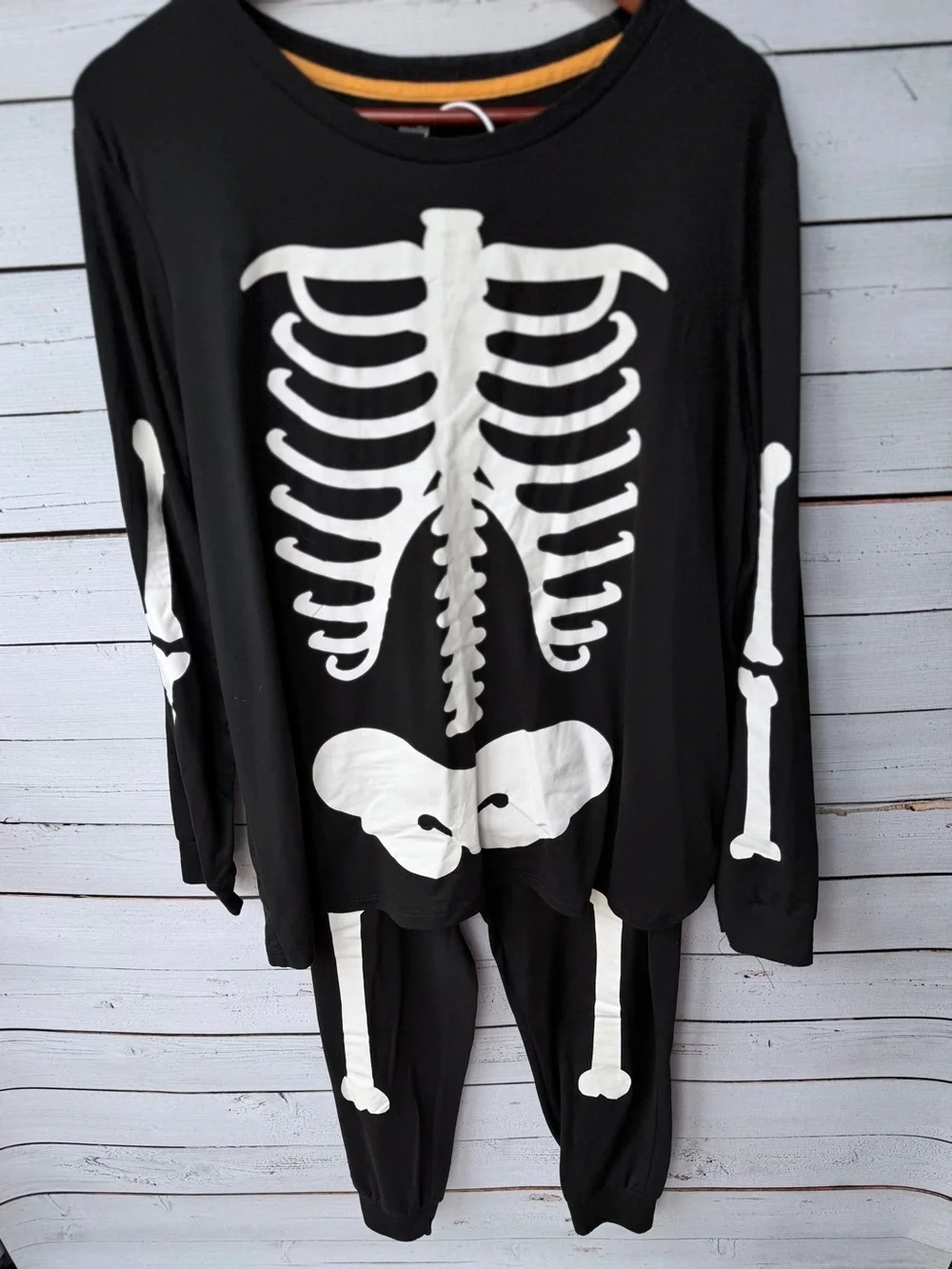 Women’s Black Skeleton Pajama Set - Long Sleeve Top & Pants